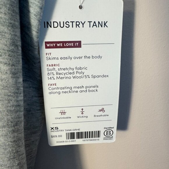 NWT Athleta Industry Gray Mesh Panels Tank $69 XS - Picture 2 of 7